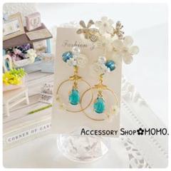 キラキラ♡A級ガラスストーン♡お花・:*ビジュー♡ハンドメイドピアス♡