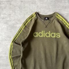 【2000年代オリーブカーキ、3本線】adidasセンタービッグロゴスウェット