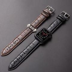 Apple watch バンド ❁︎ クロコ型押し ブラック 42〜49