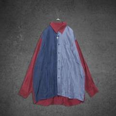 ヴィンテージ ユーズド 古着 シルク シャツ クレイジーパターン 紫 デザイン