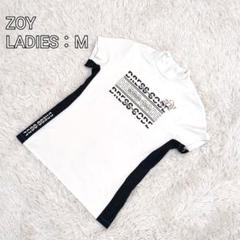 ZOY ハイネックシャツ S レディース 白×紺 ロゴ入り