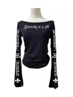 英字　クロスデザイン 十字架 Tシャツ y2k パンク　グランジ　ブラック