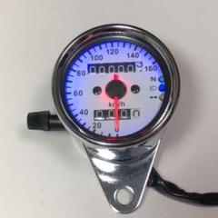 ホワイト 12v バイク LED 機械式 スピードメーター アナログ