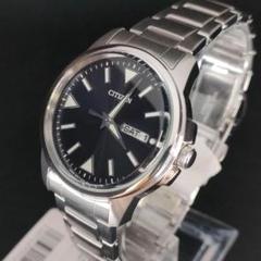 美品　CITIZEN　シチズン　ブラック　シルバー　ソーラー　メンズ　腕時計