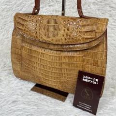 極美品 JRA認定！入手困難激レア色 リアルクロコダイル ハンドバッグ 白 美品/JRA認定 クロコダイル ハンドバッグ パールホワイト 白