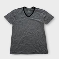 ライトオン（L）Vネック細ボーダーTシャツ 黒 綿100% シンプルカジュアル