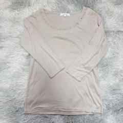 一点限り❣️カジュアル　キラキラ　grove ベージュ 長袖 Tシャツ M