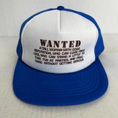 【USA古着】WANTED ビンテージ アメリカ企業 メッシュキャップ 青 白