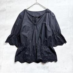 iCB レースフリル ギャザー リボンブラウス 9号