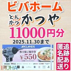 【最新】アークランズ 株主優待券 11000円分　ビバホーム ムサシ かつやのサムネイル