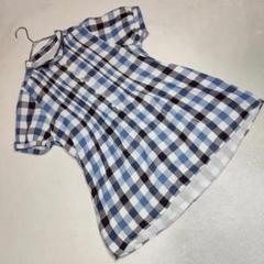 良品★Persodea 半袖プラウス チュニック ギンガムチェック カジュアルL