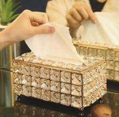 豪華 クリスタルティッシュケース キラキラ 姫系 メイクブラシ立て