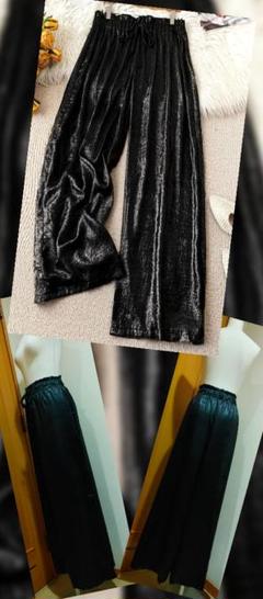 レディース/オーバーサイズ・ブラック【2XL・光沢/ワイドパンツ】のサムネイル