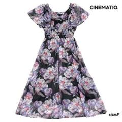 CINEMATIQ ピオニーワンピース シースルー 花柄 水彩 元鈴木さん CINEMATIQ ピオニーワンピース シースルー 花柄 水彩 元鈴木さん