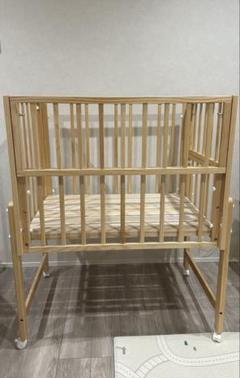 除菌清掃済☆美品☆　大和屋　トール　Wオープン　ベビーベッド　ナチュラル　すのこ トール Wオープン ベビーベッド レギュラーサイズベビーベッド