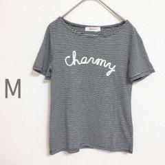ストライプ 半袖Tシャツ 刺繍 ストライプTシャツ Charmy M