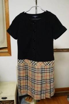 バーバリー １６０　ワンピース　ノバチェック×黒 美品　１回着 バーバリー 160 ワンピース ノバチェック×黒 美品 1回着