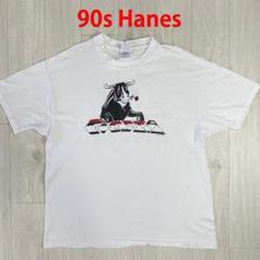 90s　USA製　Hanes　シングルステッチ　アニマル　Tシャツ　牛　COW