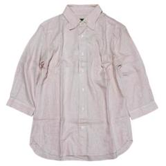 【糸ほつれ】ハレ リネンシャツ 7分袖 レーヨン混 くすみ ピンク S