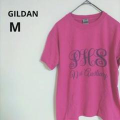 古着 GILDAN ギルダン 半袖 Tシャツ M ピンク レディース ロゴ 英字