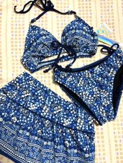 ★未使用タグ付き★花柄セパレート水着　3点セット　ビキニ