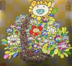 ED300】 村上隆 もののけ京都 サイン入りポスター カゴにお花