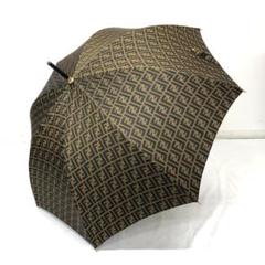 FENDI ベージュ ロゴ傘 ズッカ柄 ゴールド金具 金プレート 木目 ✨超希少極美品✨ 廃盤品 フェンディ ズッカ FF柄 FFロゴ