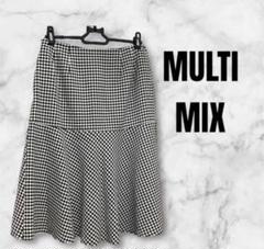 476 MULTIMIX チェック フレアスカート膝丈ギンガムチェック柄