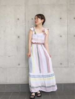 美品　ヌキテパ　プリントマキシ丈　キャミワンピース　F 美品 ヌキテパ プリントマキシ丈 キャミワンピース F - メルカリ