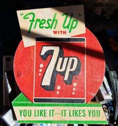 1970年代　セブンアップ　7up ディスコロゴ　メタル　看板　ガレージ　バー 1970年代セブンアップ7up ディスコロゴメタル看板ガレージバー