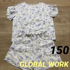 GLOBAL WORK リネンレーヨン セットアップ 水彩花柄 150