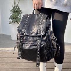 y2kレザーバッグ　羊皮 リュック　スタッズ　クロス　パンク　平成ギャル00s