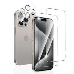 iPhone 15 Pro Max ガラスフィルム 2枚 カメラ保護 2枚