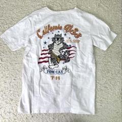 【希少品】　AVIREX Tシャツ　ホワイト　トムキャット刺繍　半袖　ＸＬ
