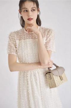 tocco closet ウエストリボン付きシアーフリンジワンピース