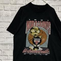 USA製90sヴィンテージTシャツ！シングルステッチ　ブラックブルズ古着L78