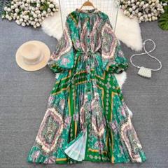 ワンピース　ドレス　半袖　レース　レディース　ロング　パーティー　花柄