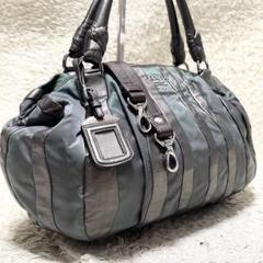 PRADA 2way ハンドバッグ レザー ナイロン シルバー金具 刻印