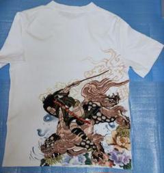 廃盤超レア 百花繚乱『葛飾北斎 鍾馗騎獅図 刺繍』+プリントＴシャツ 中古美品