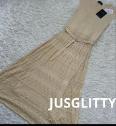 美品 JUSGLITTY ノースリーブ レース編み ワンピース