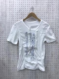 ドメスティック　モード古着　Y's くしゅくしゅリボン　ギャザーTシャツ