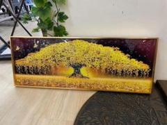 水晶絵 アートパネル 金の生る木 金運 クリスタル 立体 絵画