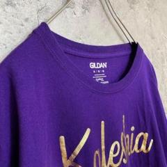 ギルダン 古着 アメリカ輸入 プリント Tシャツ 半袖 紫色 英文字 XLサイズ