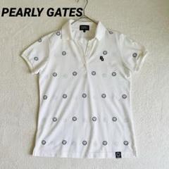 美品☆PEARLY GATES ポロシャツ スマイル柄 白　ゴルフ　M