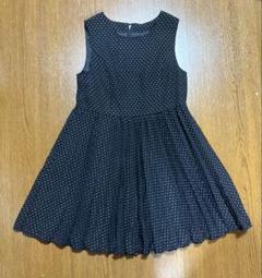 【キャット120cm】黒 水玉模様ノースリーブ ワンピース フォーマルワンピース