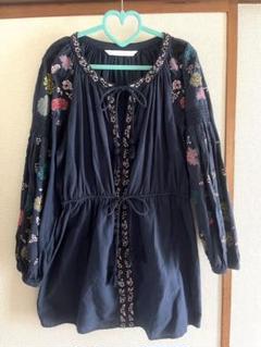 未使用！ZARA刺繍入り黒チュニック - メルカリ