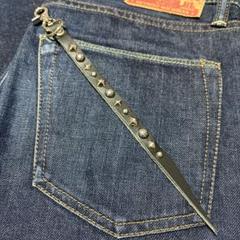 レザースタッズキーホルダー　23.5cm Black×Silver