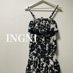 INGNI イング　花柄　総柄　オールインワン　黒　白