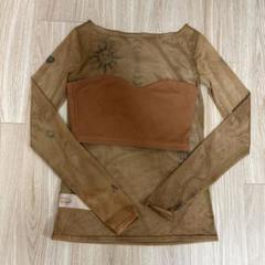 AMERI VINTAGE シアータトゥートップス Ameri（アメリ）の「MEDI FLOWER TATTOO SHEER TOP（Tシャツ