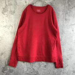 Y3218古着　トレーナー　スウェット　赤　無地　90s Y2K